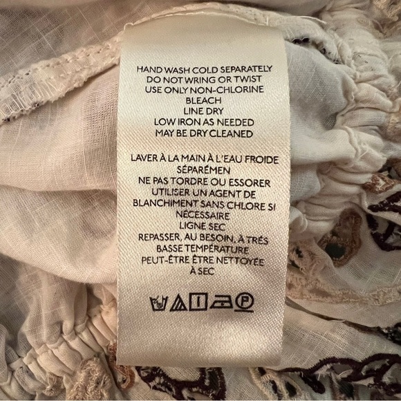 Anthropologie Women’s Eyelet Pullover Peplum Top V-Neck Cinched Waist Large - Picture 13 of 16